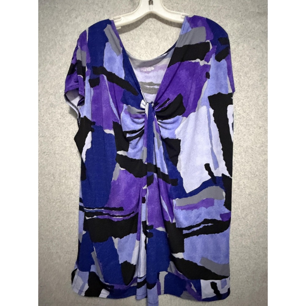 Lane Bryant‎ Blouse Womens 22/24 Multicolor Geometric Twist Front Tunic Top